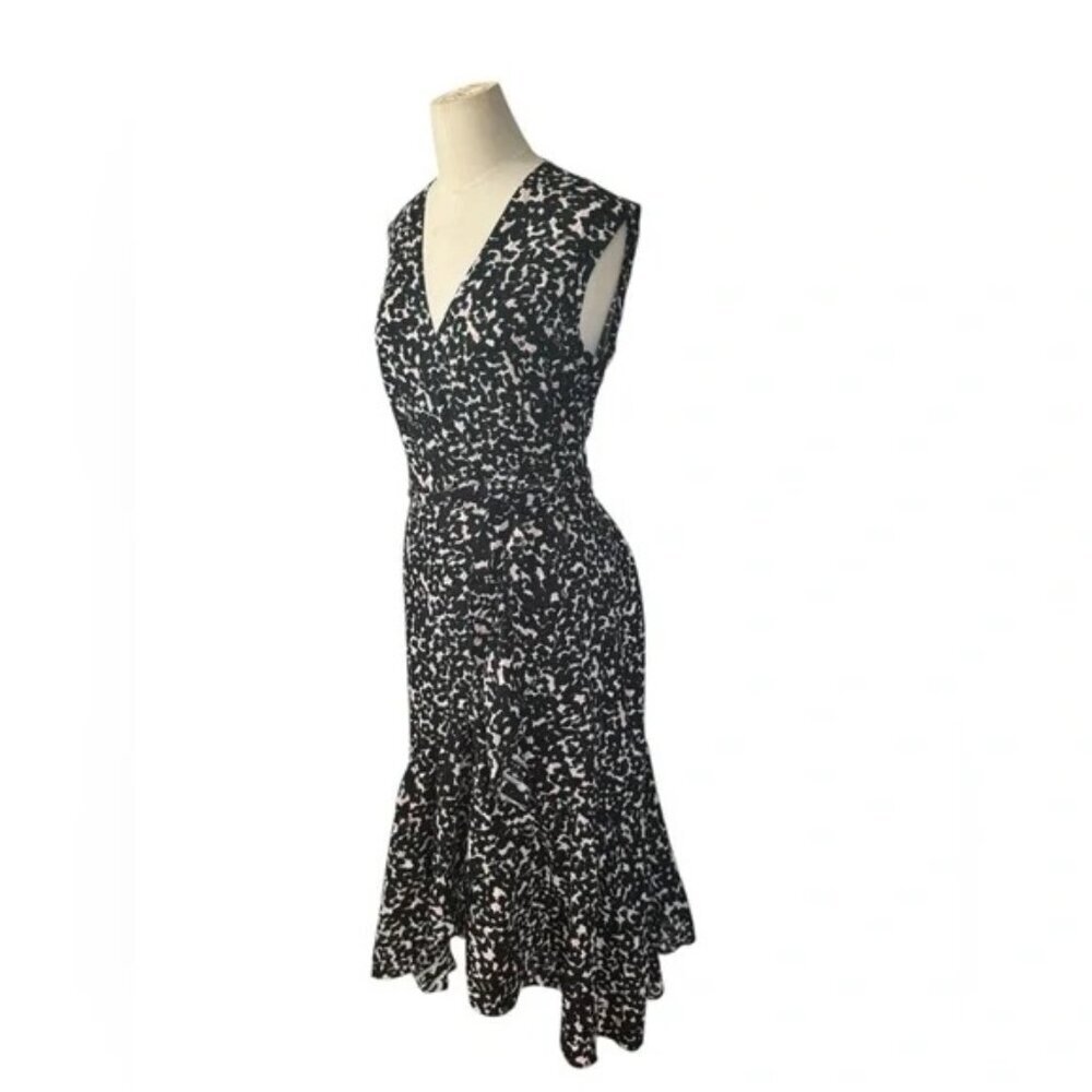 REBECCA TAYLOR Leopard Midi Wrap Dress Size 4 - Picture 2 of 7